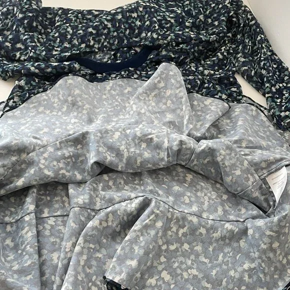 Veronica Beard Dress Anjali Ruched Blue Floral Print Silk Mini Length Womens 14 - Picture 10 of 14